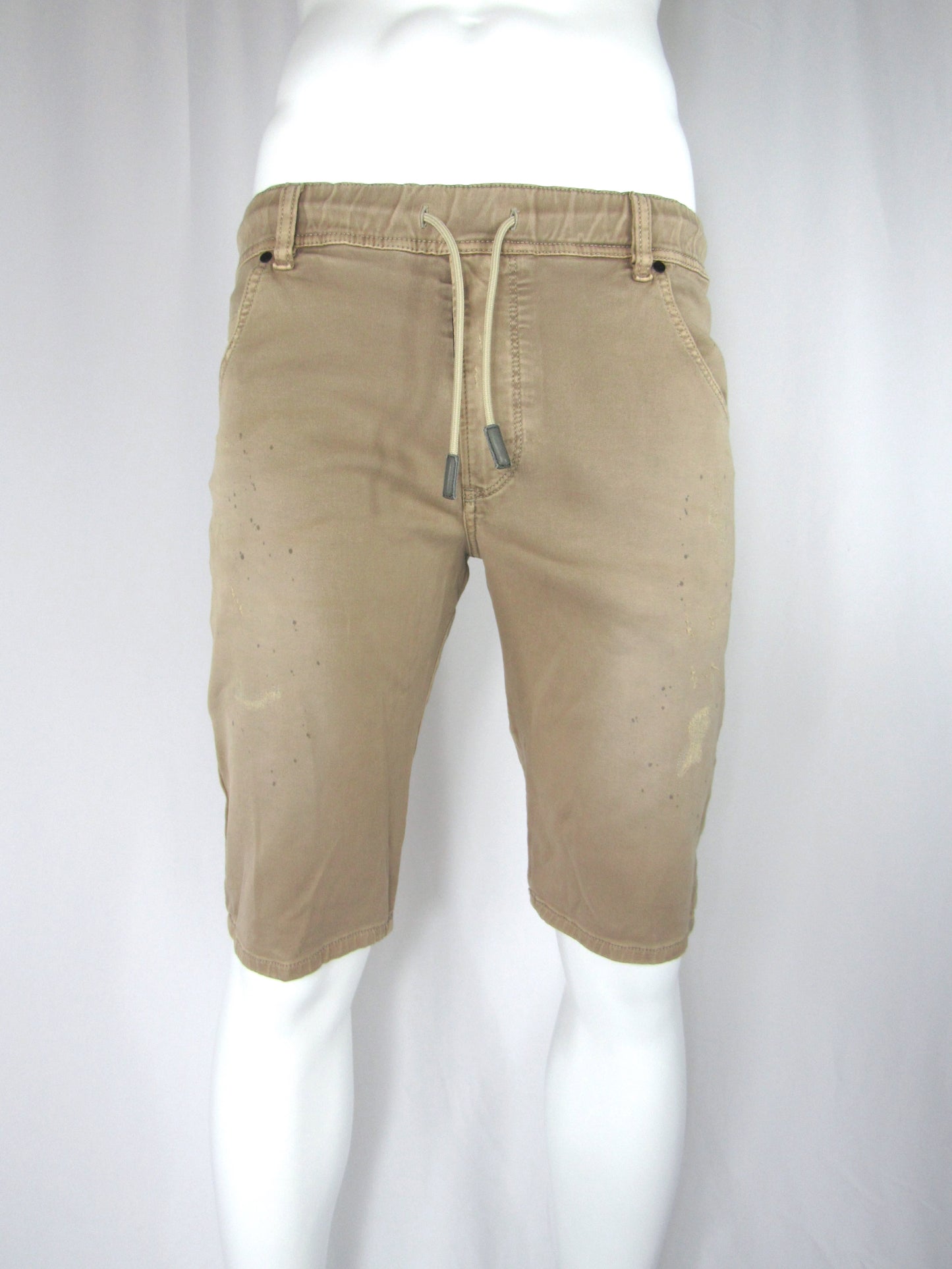 DIESEL Khaki Stretch Denim Shorts - Size 32W