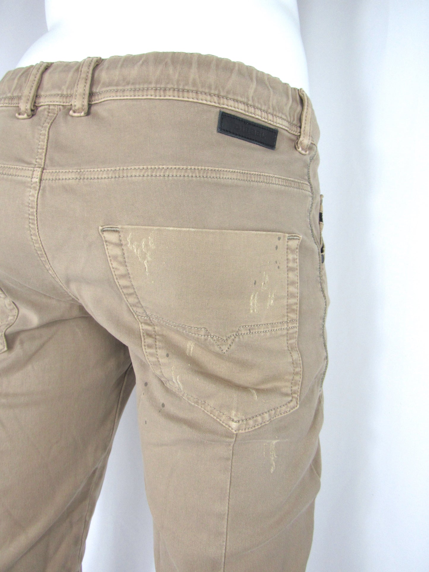 DIESEL Khaki Stretch Denim Shorts - Size 32W